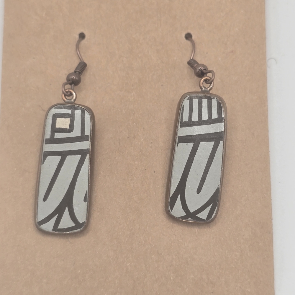Vintage Lapidarios Berrara Copper  geometric design earrings